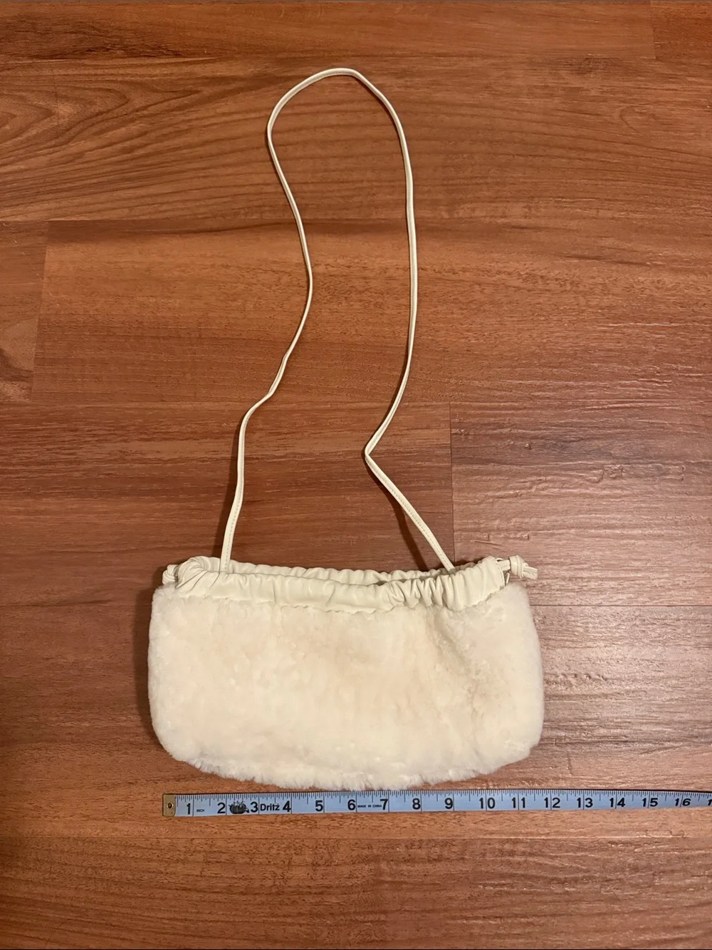 Studio Amelia Cream Faux Shearling Shoulder Bag-Reversible